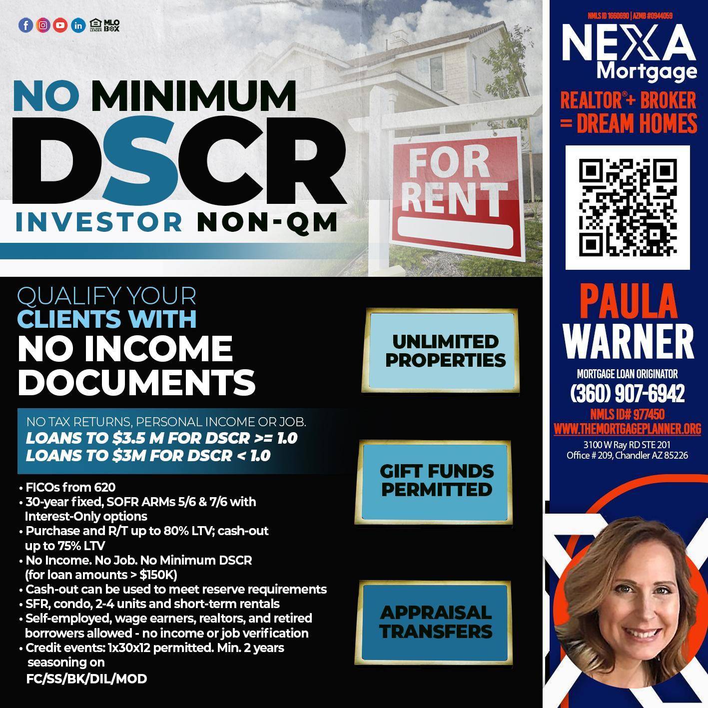 DSCR - Paula Warner -Mortgage Loan Originator