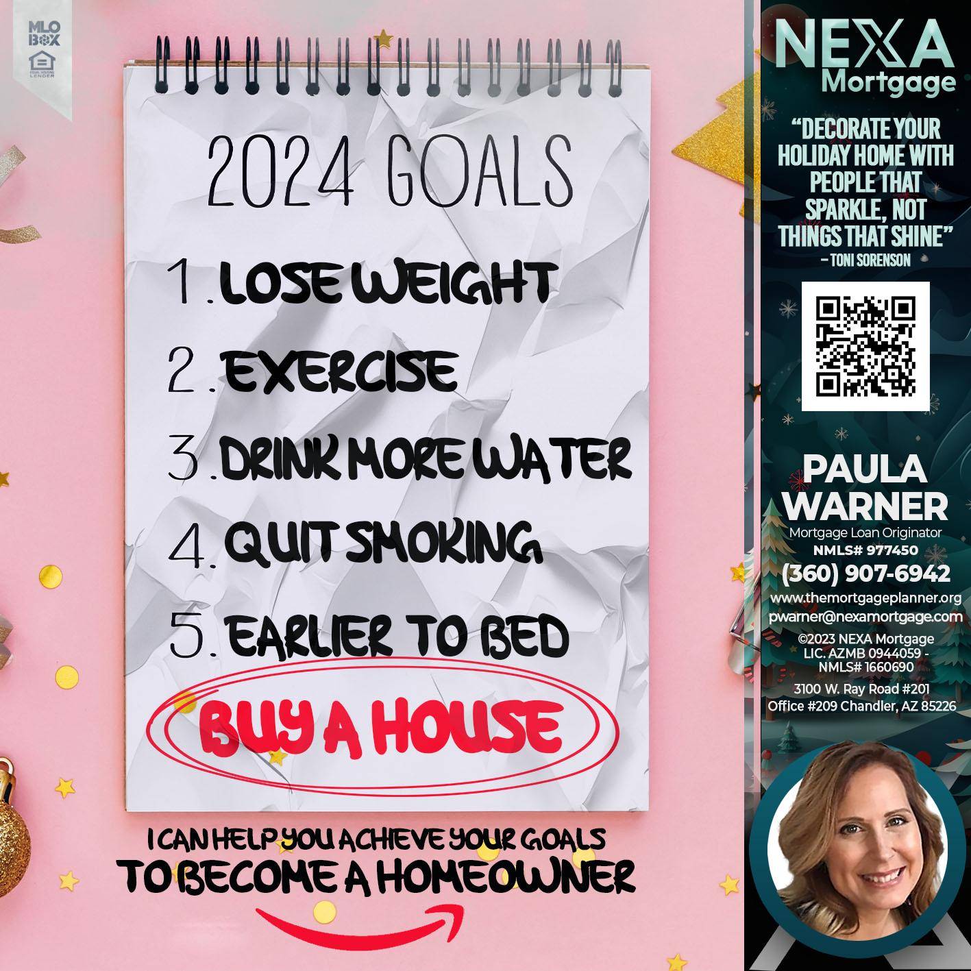 2024 GOALS - Paula Warner -Mortgage Loan Originator
