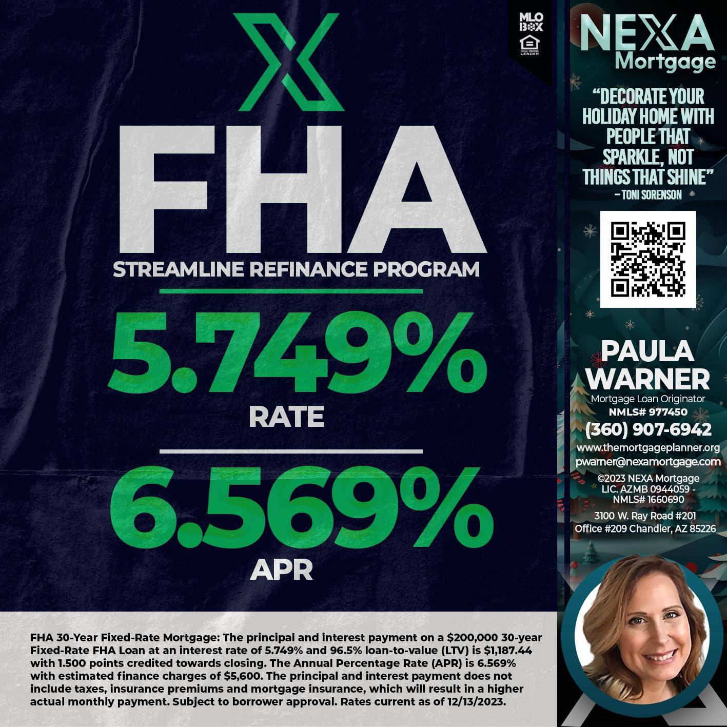 FHA - Paula Warner -Mortgage Loan Originator