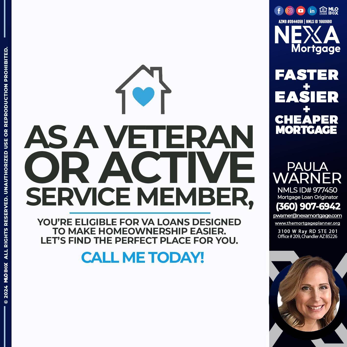 as veteran - Paula Warner -Mortgage Loan Originator