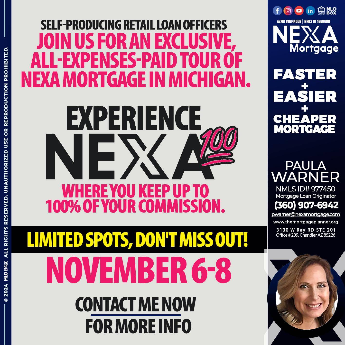NEXA 100 NOVEMBER 6-8 - Paula Warner -Mortgage Loan Originator