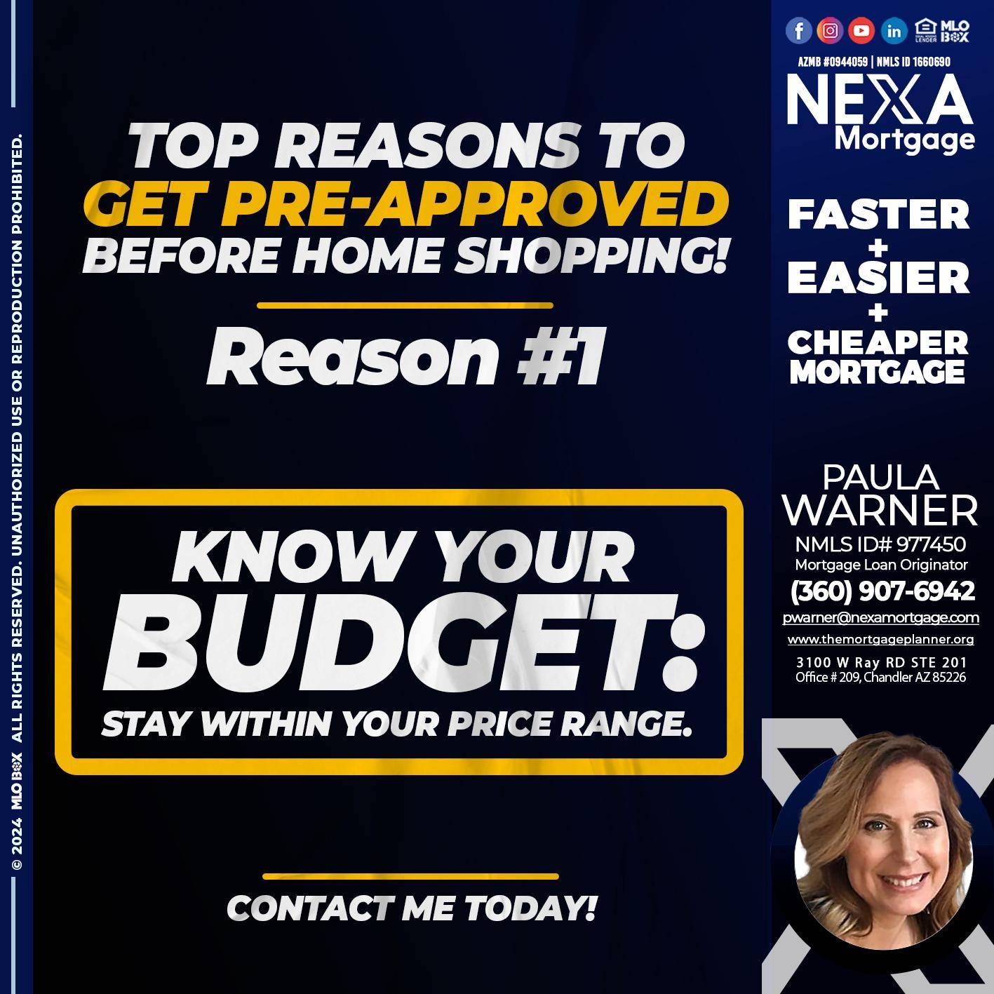 REASON 1 - Paula Warner -Mortgage Loan Originator