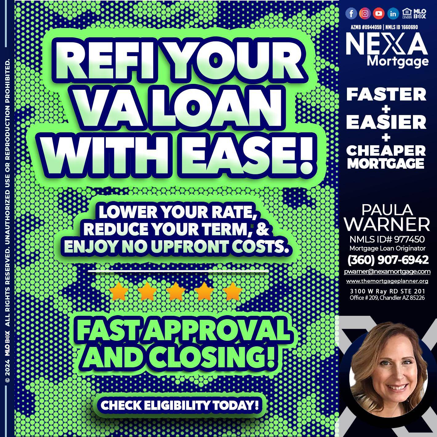 REFI YOUR VA LOAN - Paula Warner -Mortgage Loan Originator