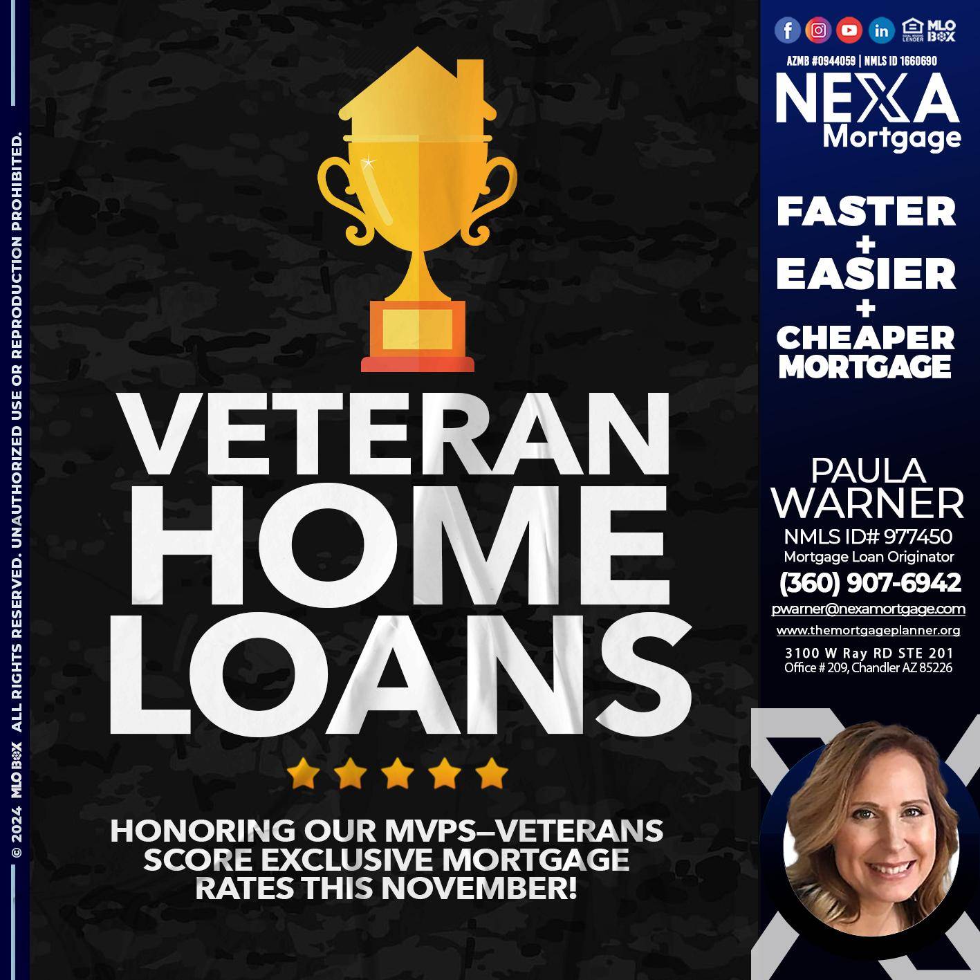 VETERANS HOME LOANS - Paula Warner -Mortgage Loan Originator