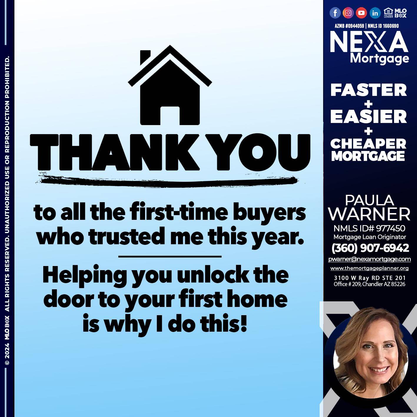 THANK YOU - Paula Warner -Mortgage Loan Originator