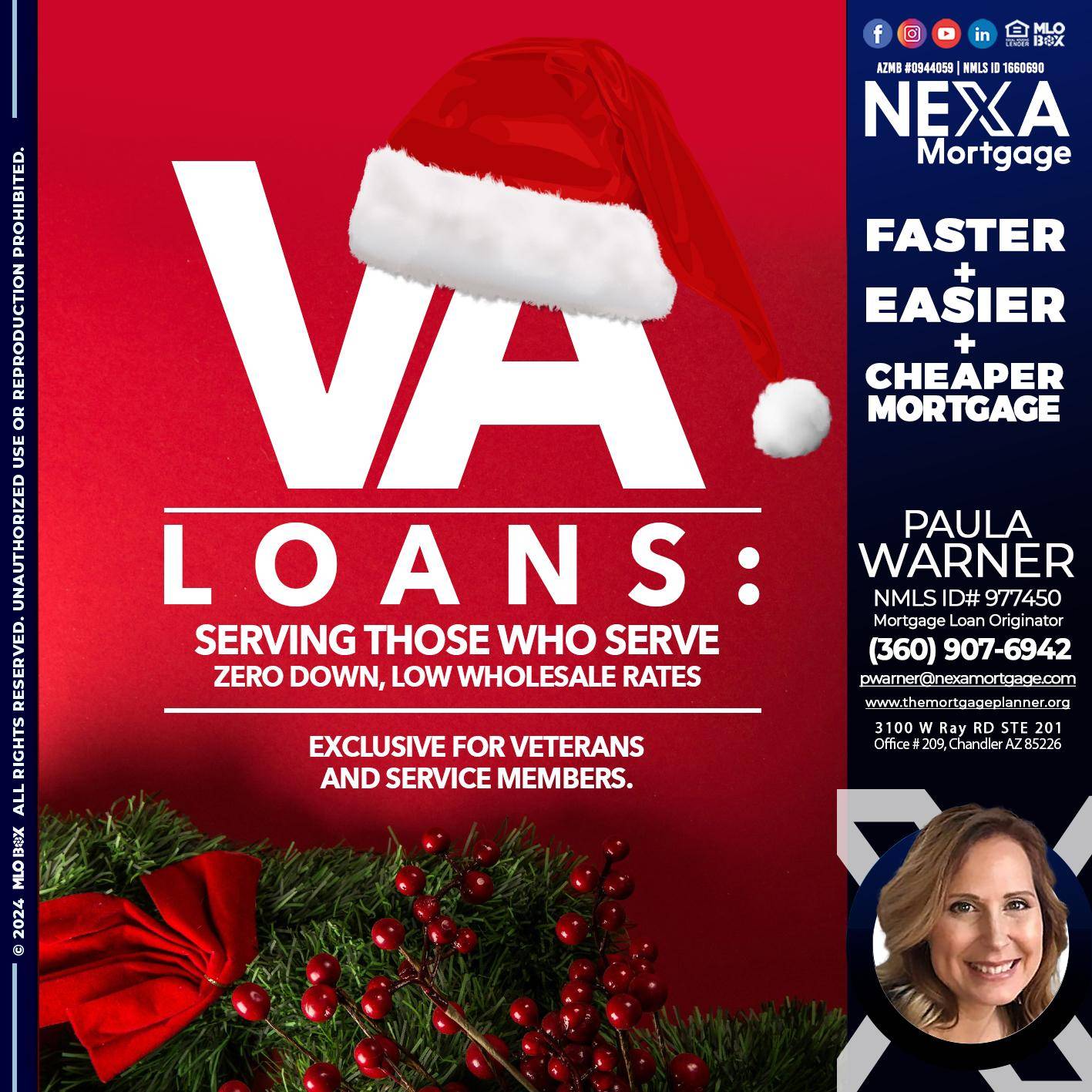VA LOANS - Paula Warner -Mortgage Loan Originator