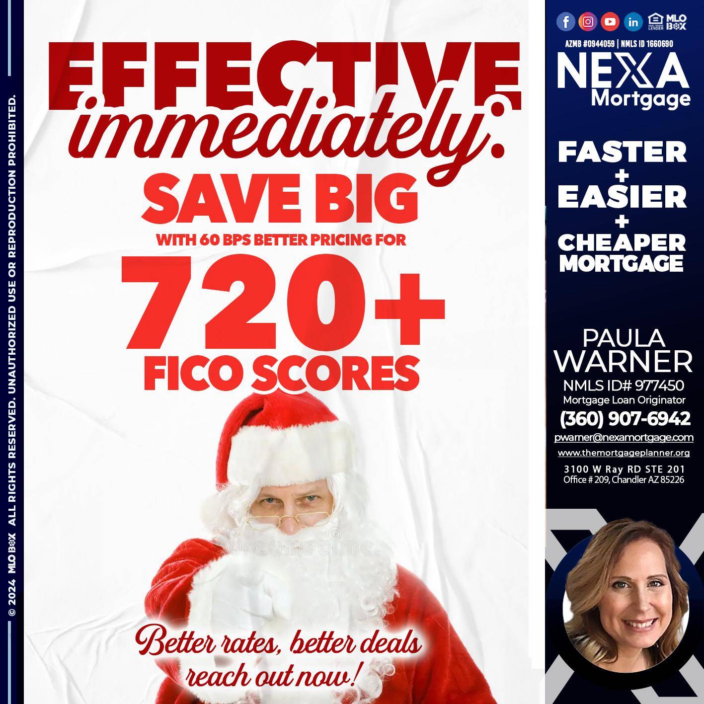 EFECTIVE IMMEDIATELY - Paula Warner -Mortgage Loan Originator