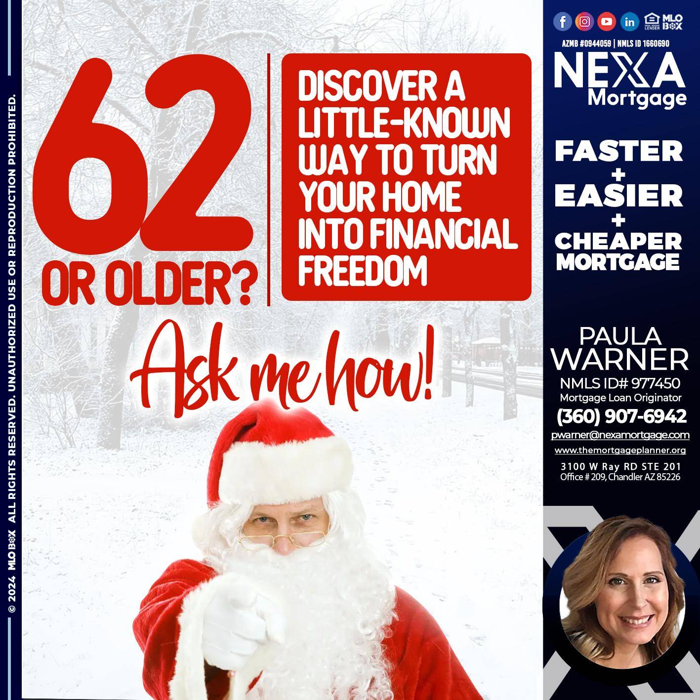 62 OR OLDER - Paula Warner -Mortgage Loan Originator