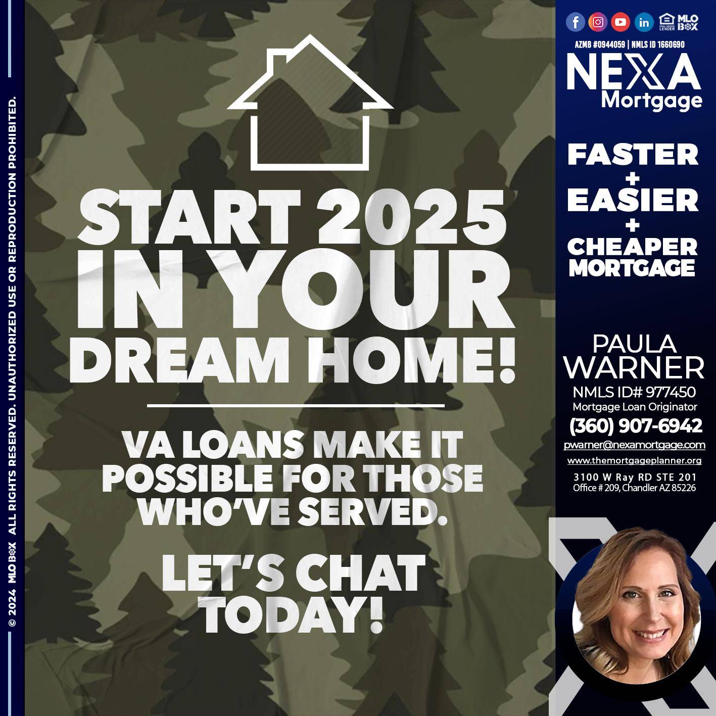 start 2025 VA LOANS - Paula Warner -Mortgage Loan Originator