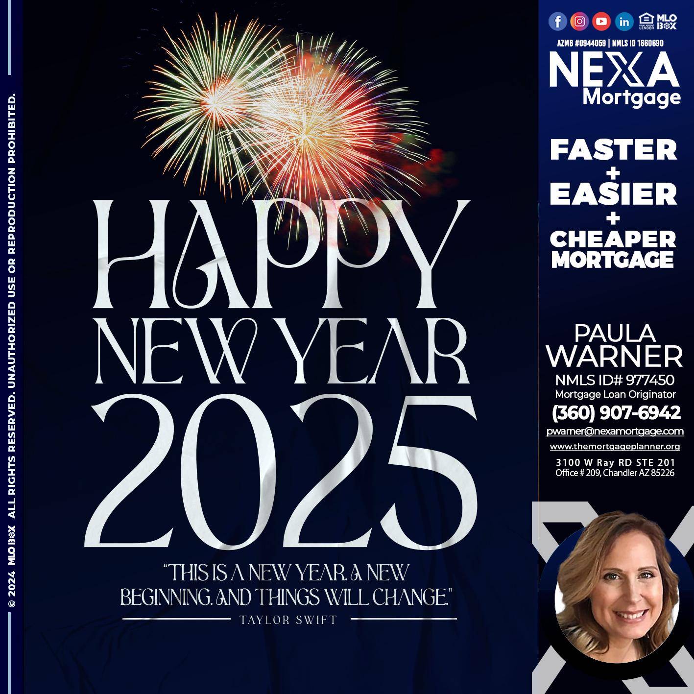 HAPPY NEW YEAR 2025 - Paula Warner -Mortgage Loan Originator