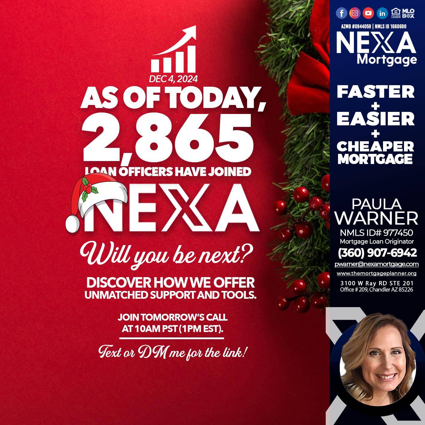 AS OF TODAY - Paula Warner -Mortgage Loan Originator