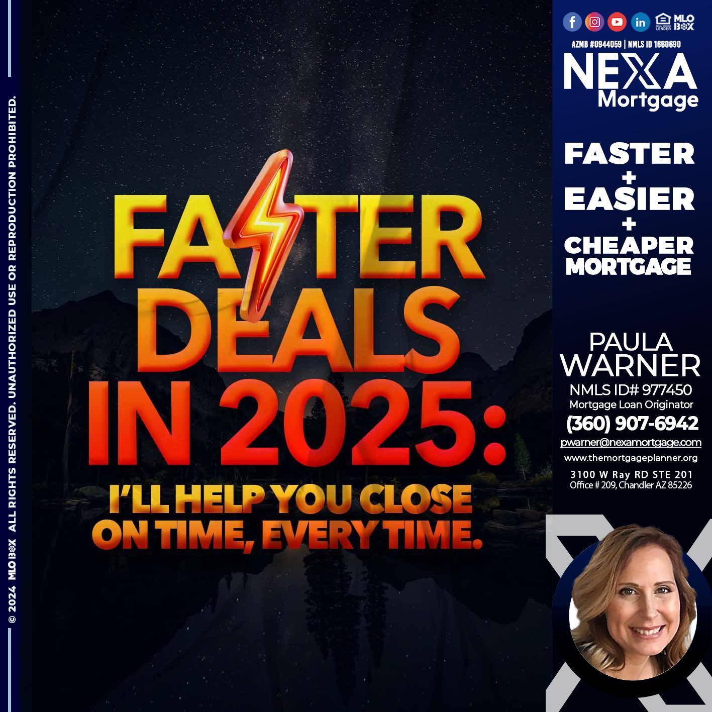 FASTER DEALS - Paula Warner -Mortgage Loan Originator