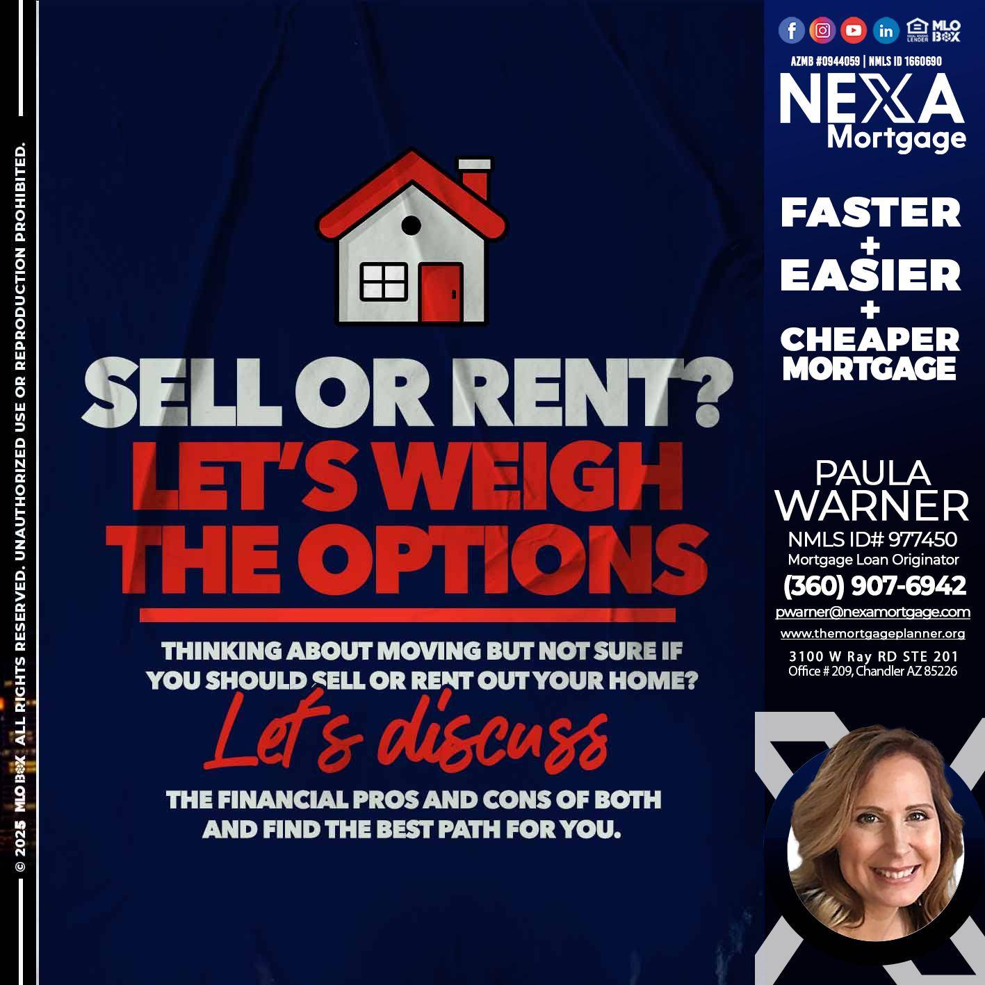 SELL OR RENT? - Paula Warner -Mortgage Loan Originator