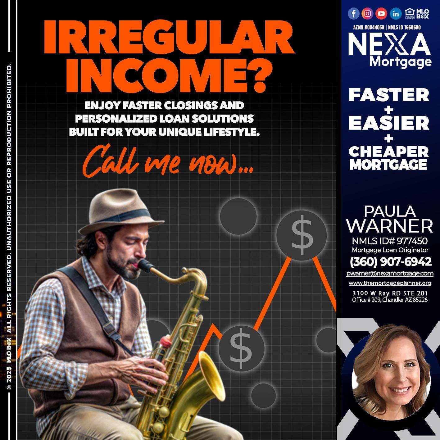 IRREGULAR INCOME - Paula Warner -Mortgage Loan Originator