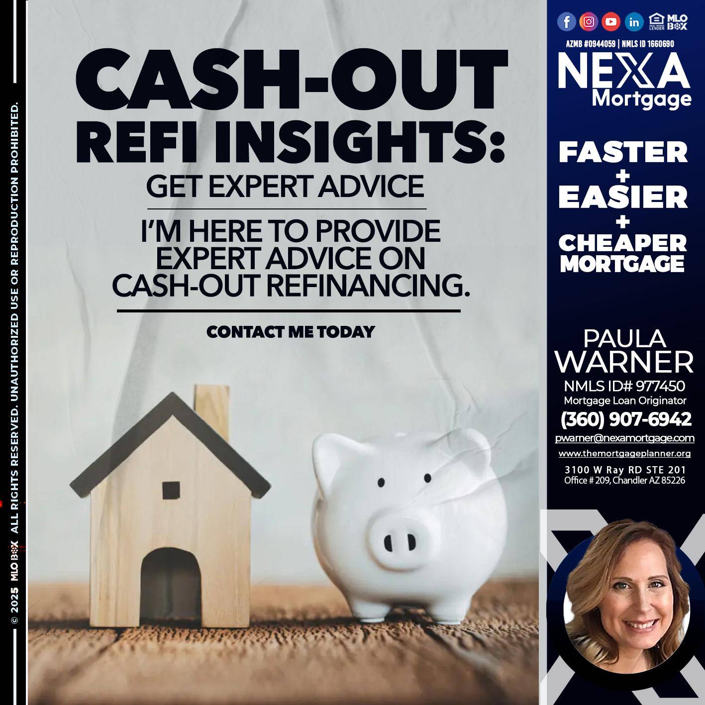 CASH OUT - Paula Warner -Mortgage Loan Originator