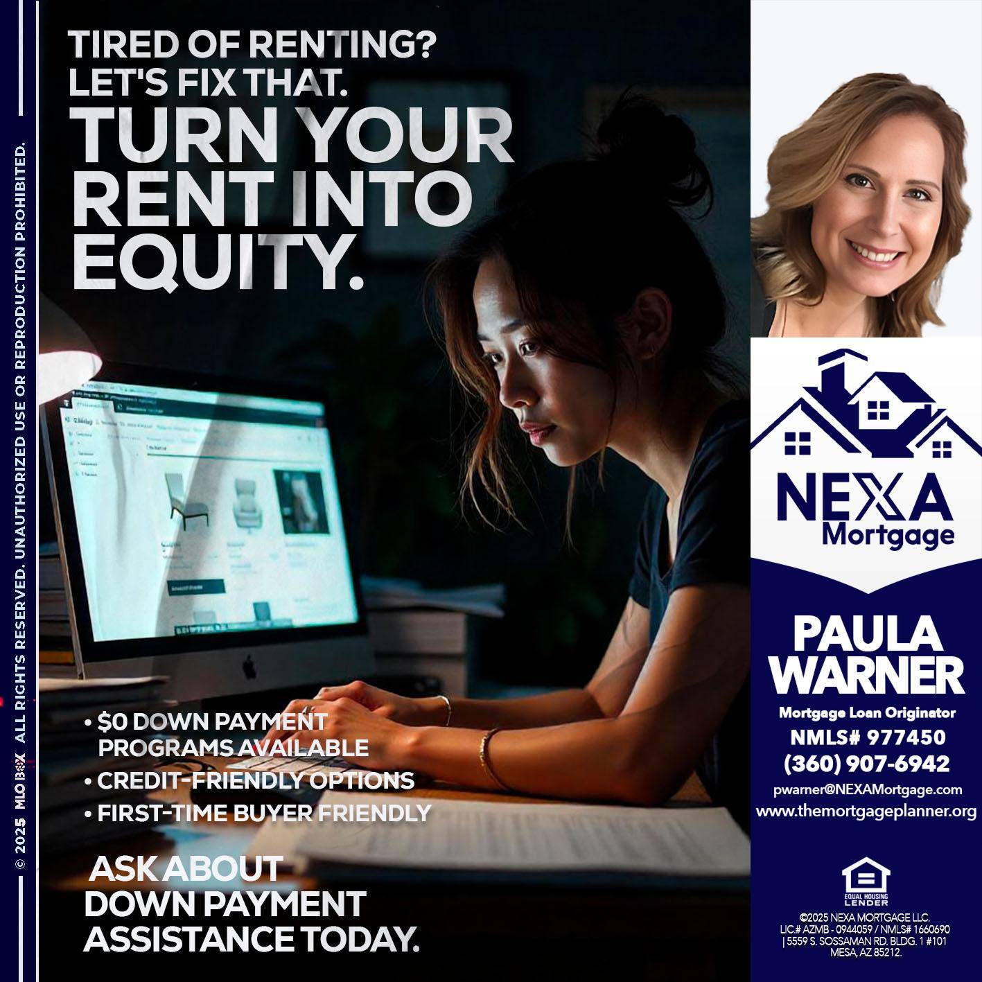tired of renting? - Paula Warner -Mortgage Loan Originator