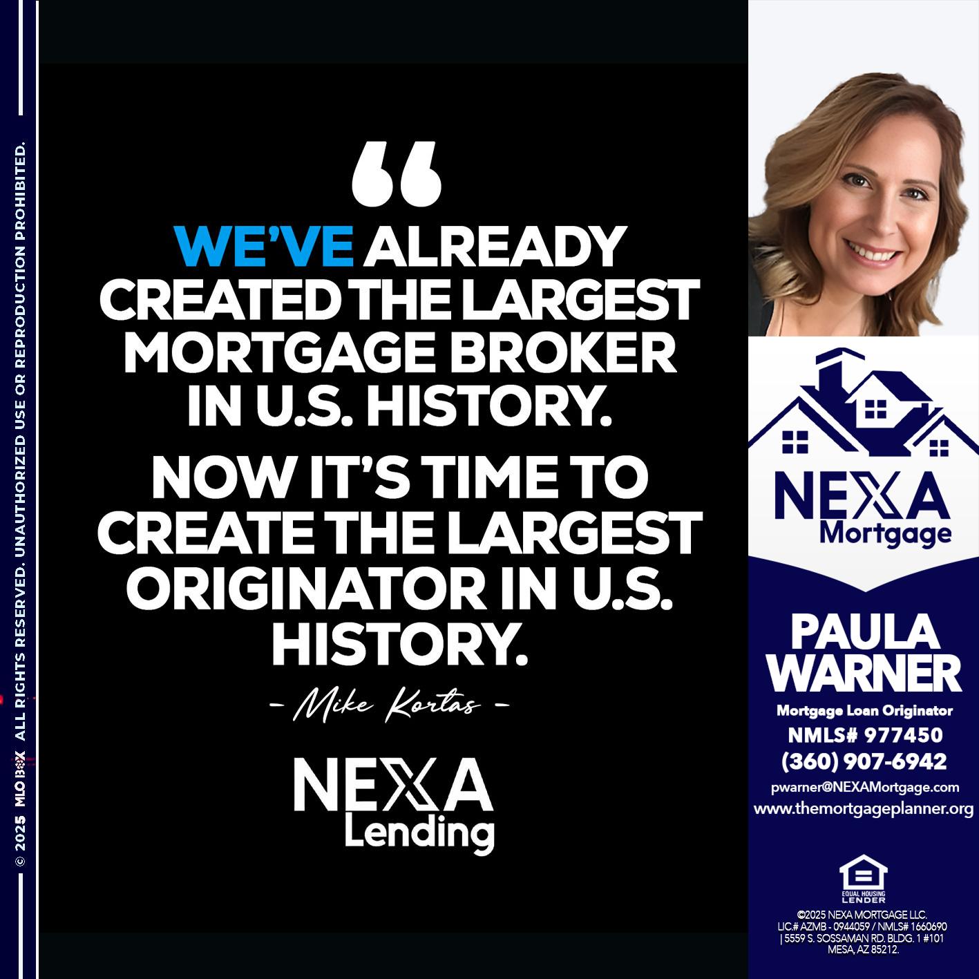 MIKE KORTAS - Paula Warner -Mortgage Loan Originator