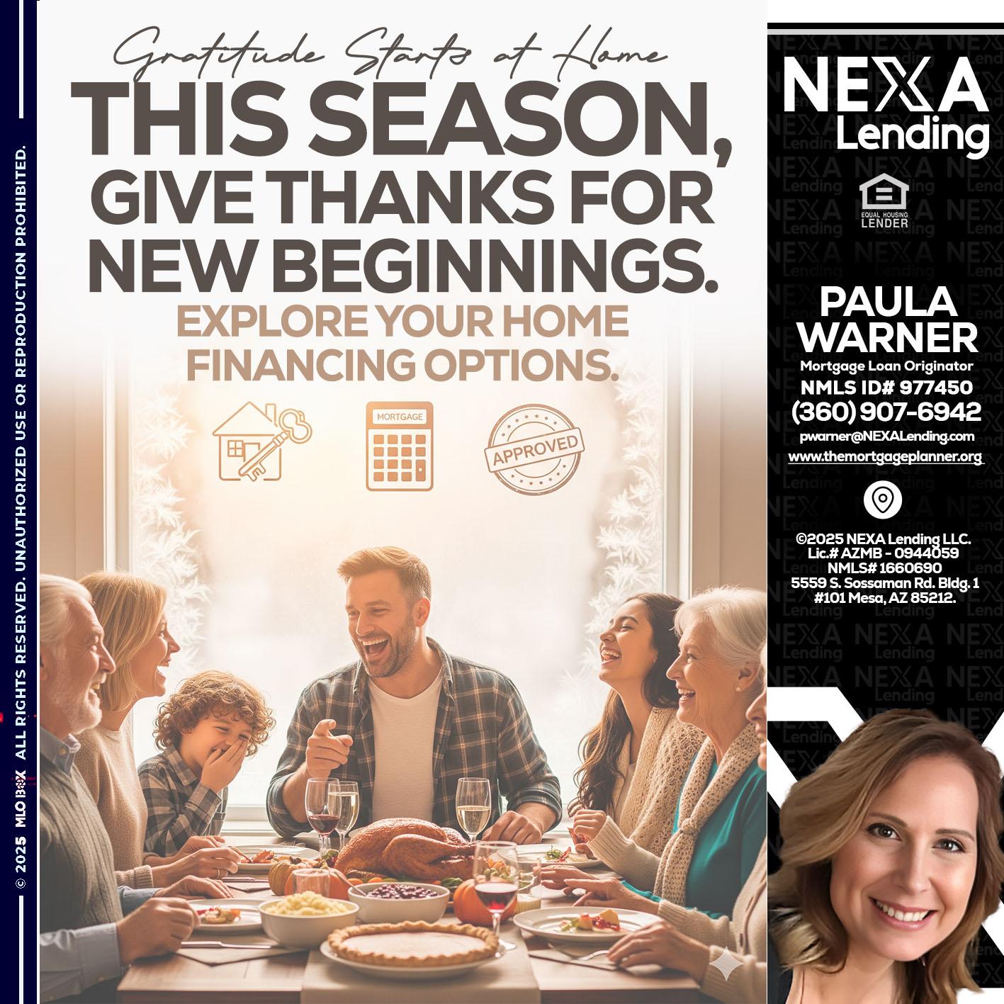 THIS SEASON - Paula Warner -Mortgage Loan Originator