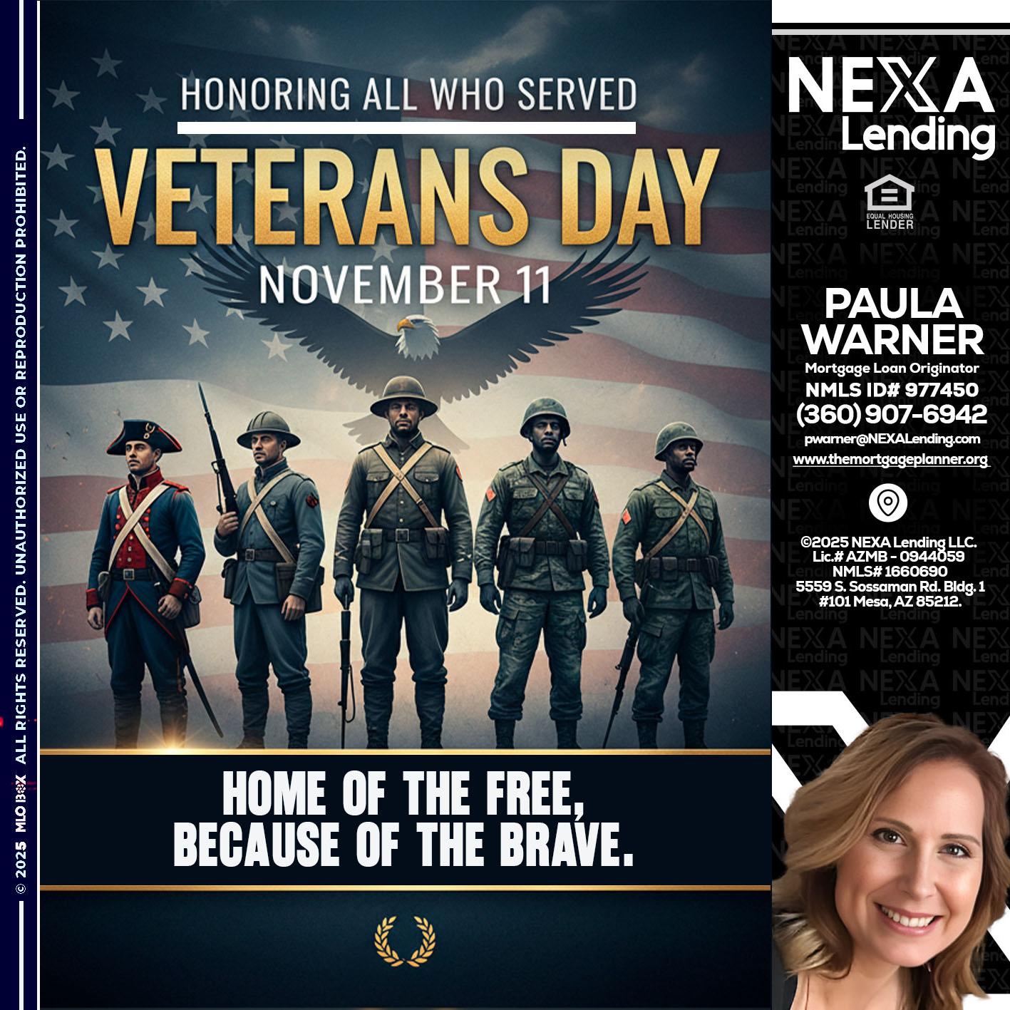 Veterans Day - Paula Warner -Mortgage Loan Originator