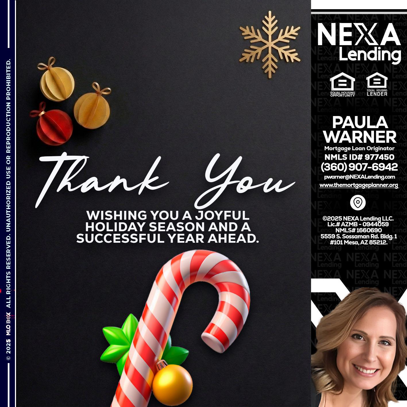 THANK YOU - Paula Warner -Mortgage Loan Originator