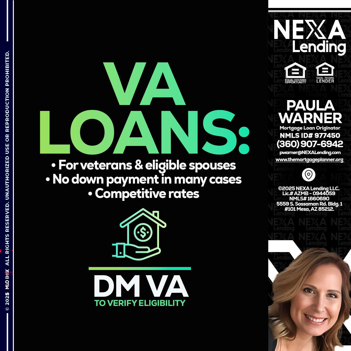 VA LOANS - Paula Warner -Mortgage Loan Originator