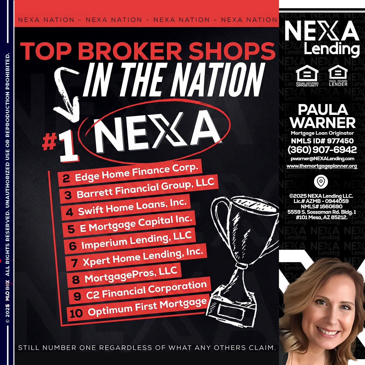 top broker - Paula Warner -Mortgage Loan Originator