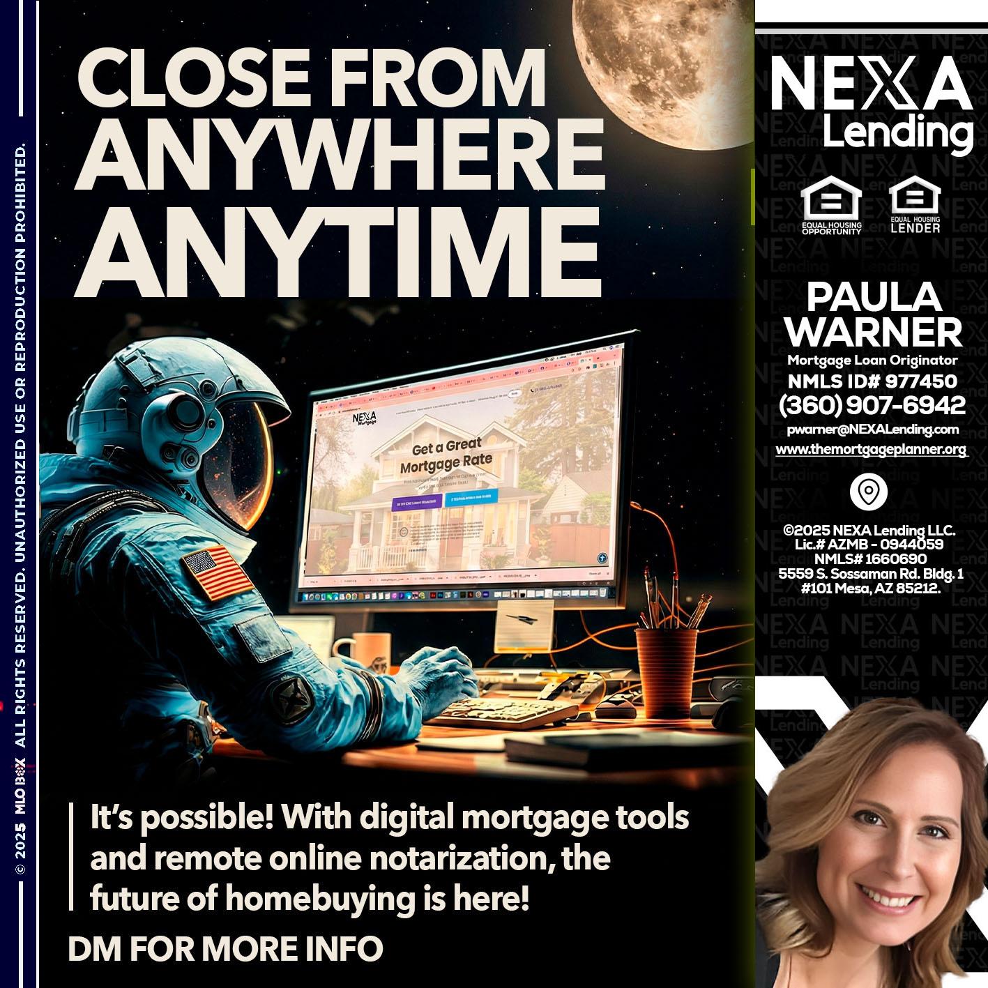 close from - Paula Warner -Mortgage Loan Originator