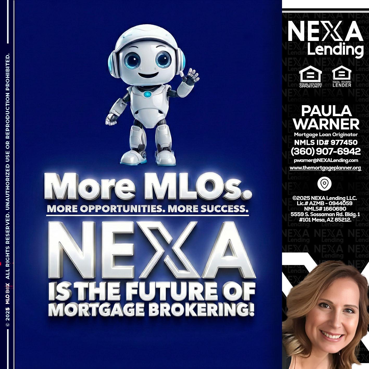 MORE MLOs - Paula Warner -Mortgage Loan Originator