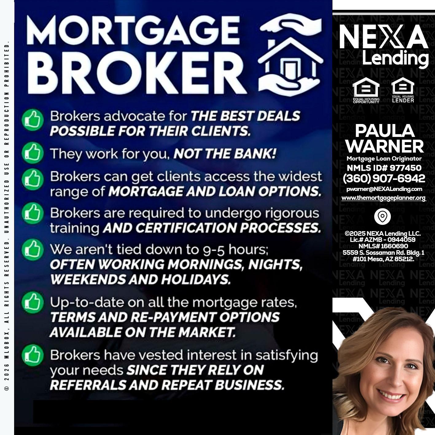 MORTGAGE BROKER - Paula Warner -Mortgage Loan Originator