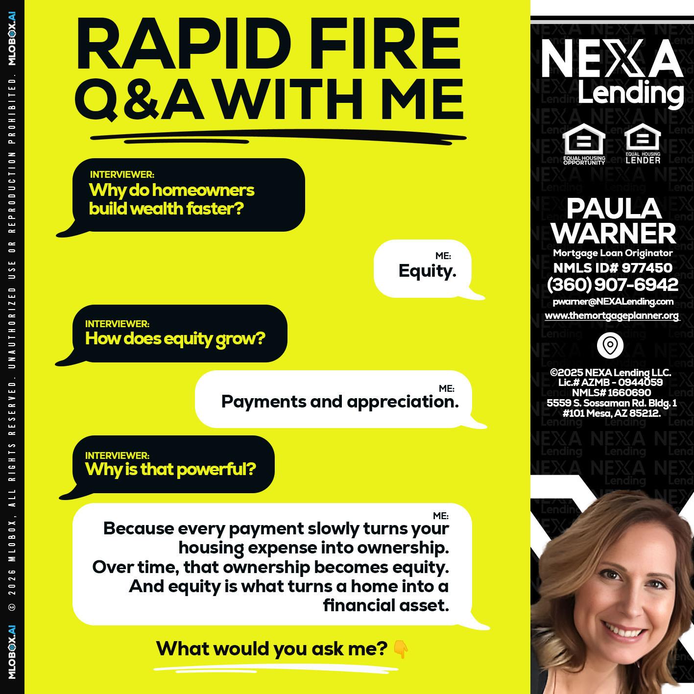 RAPID FIRE Q&A - Paula Warner -Mortgage Loan Originator