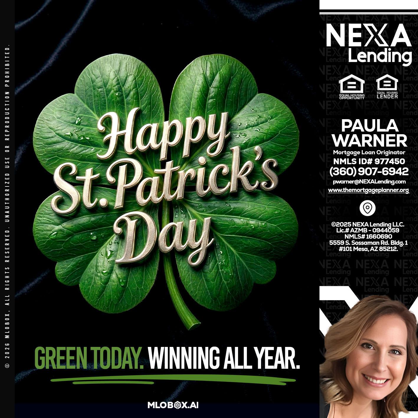 happy st. Patricks day - Paula Warner -Mortgage Loan Originator