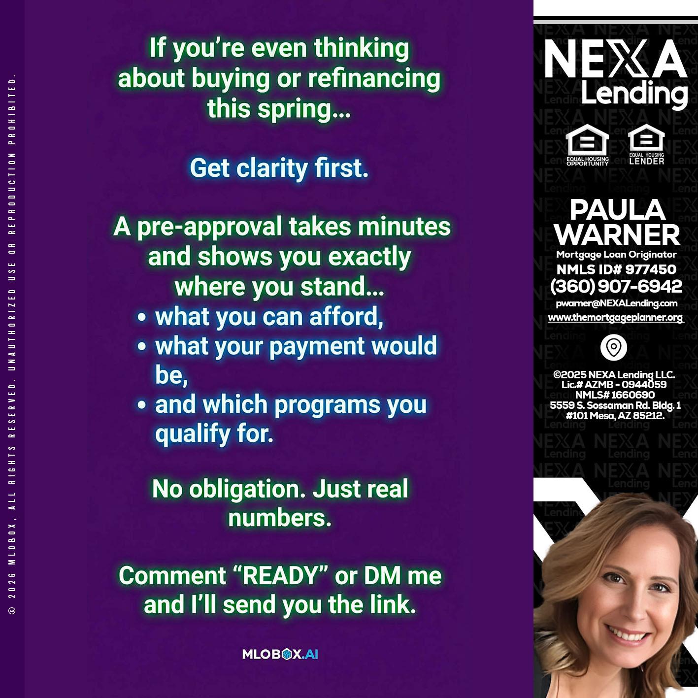 IF YOU THINKING - Paula Warner -Mortgage Loan Originator
