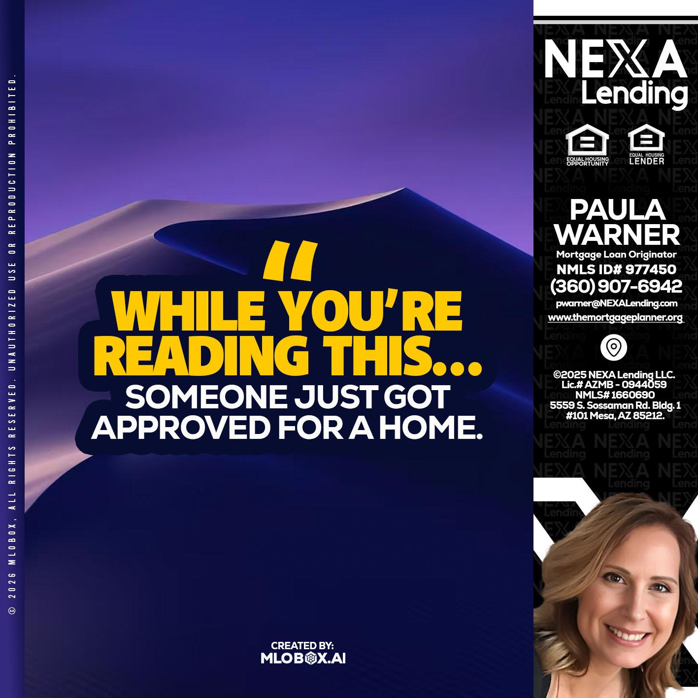 WHILE YOU - Paula Warner -Mortgage Loan Originator