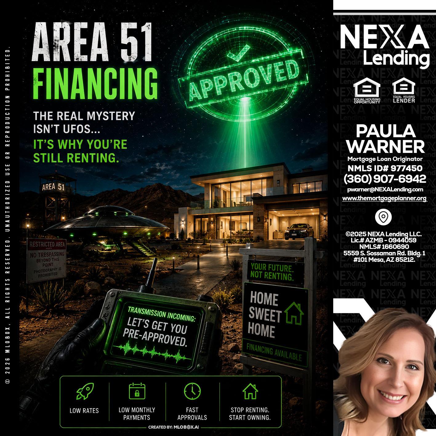 AREA 51 - Paula Warner -Mortgage Loan Originator
