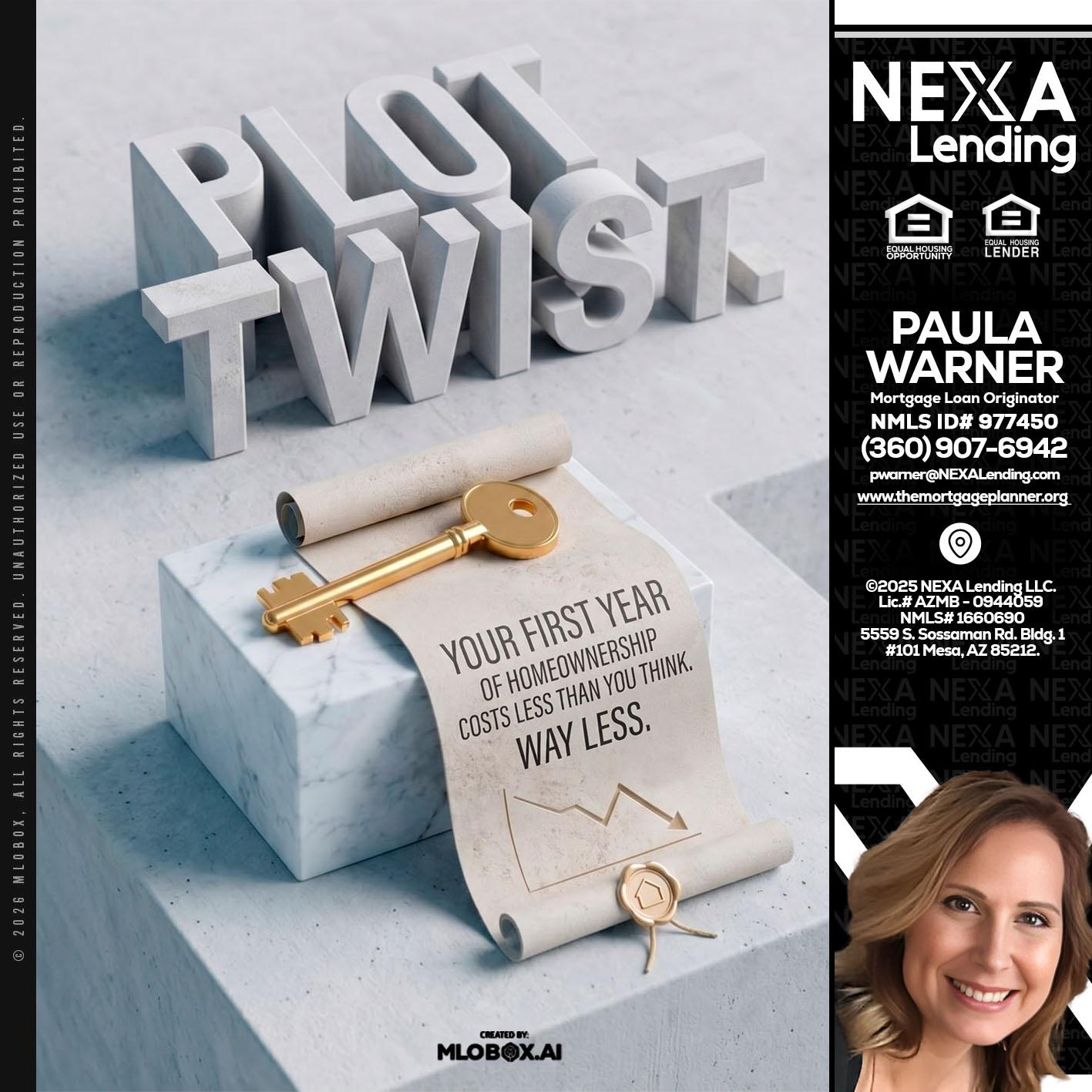 PLOT TWIST - Paula Warner -Mortgage Loan Originator