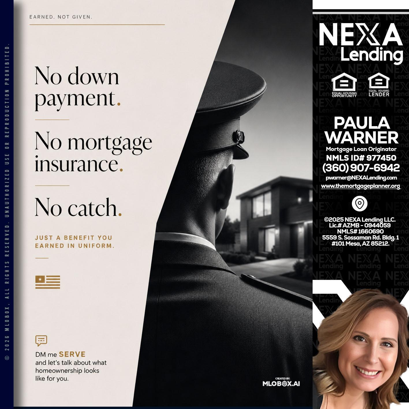 NO DOWN PAYMENT - Paula Warner -Mortgage Loan Originator