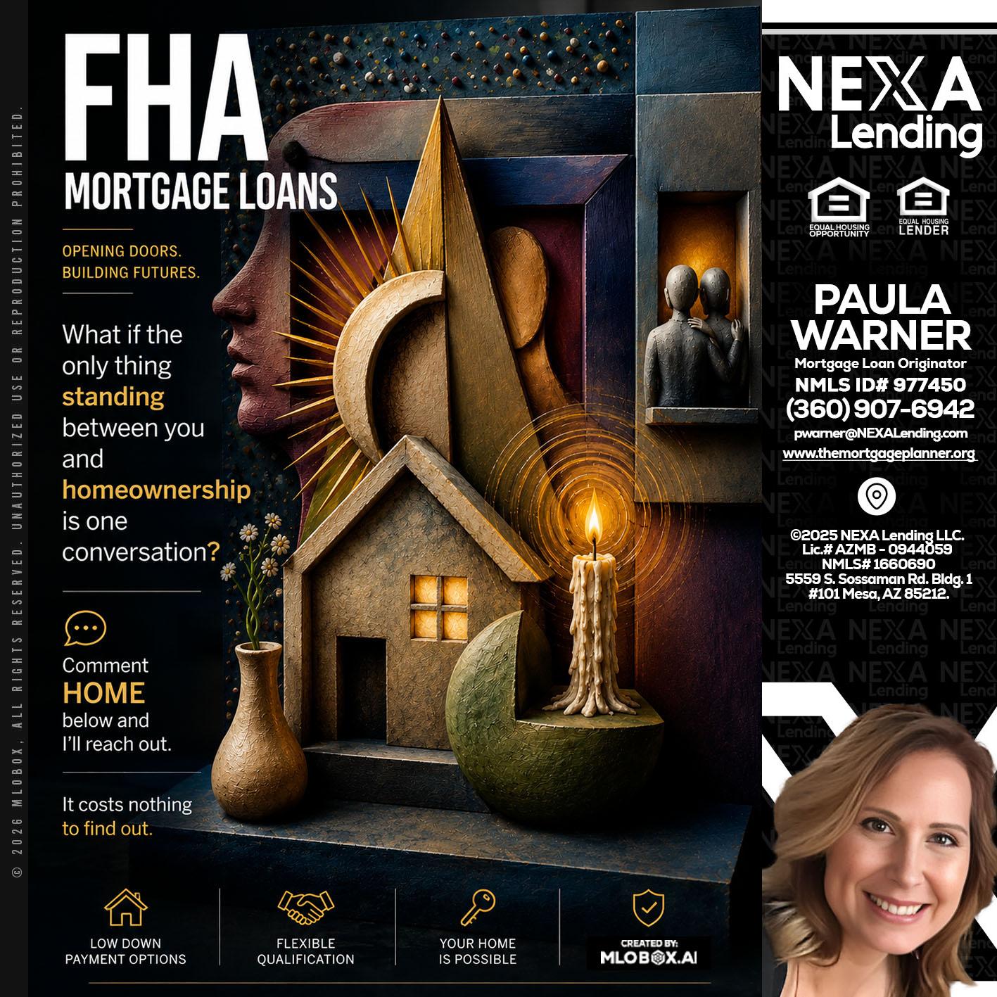 FHA - Paula Warner -Mortgage Loan Originator