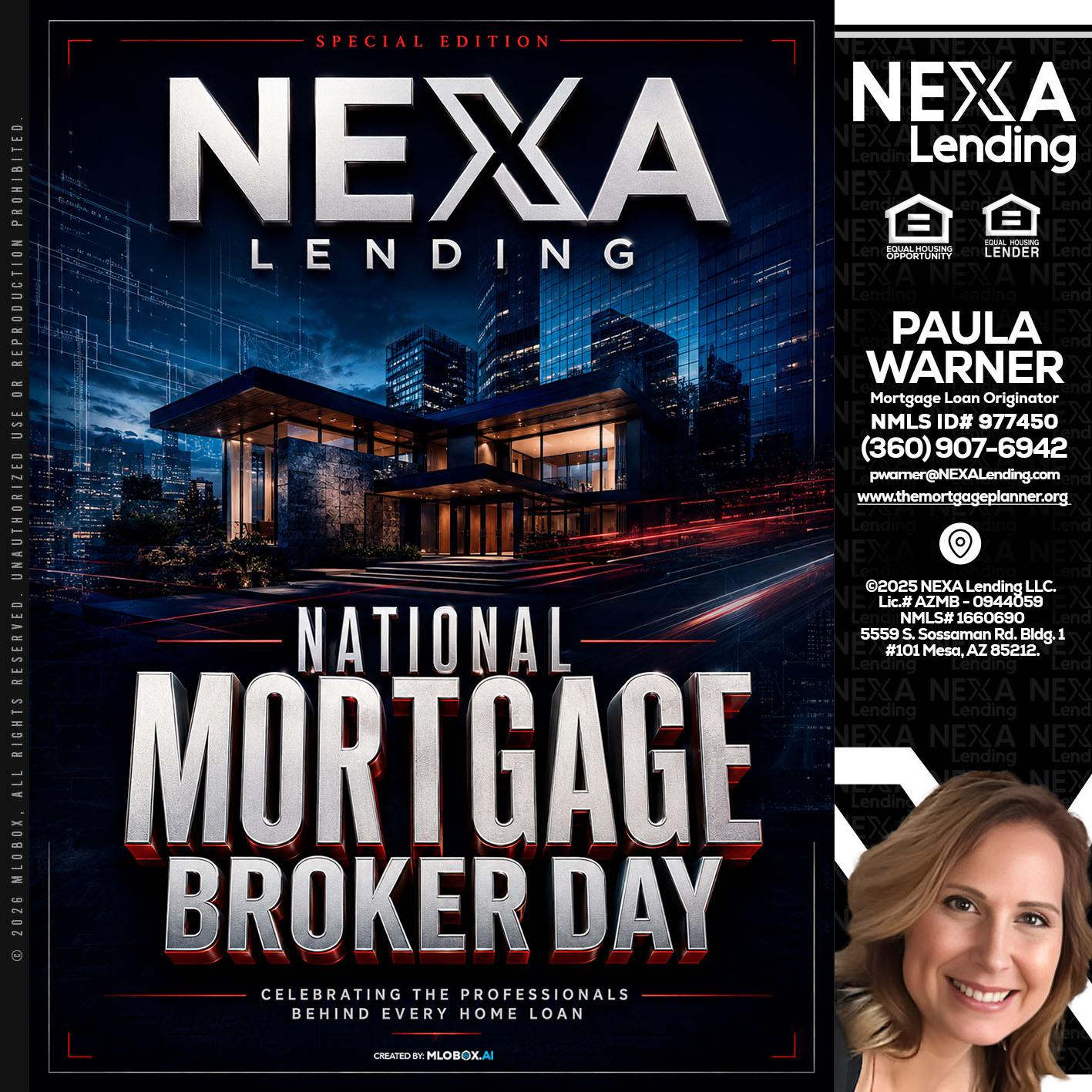 NATIONAL MORTGAGE BROKER DAY - Paula Warner -Mortgage Loan Originator