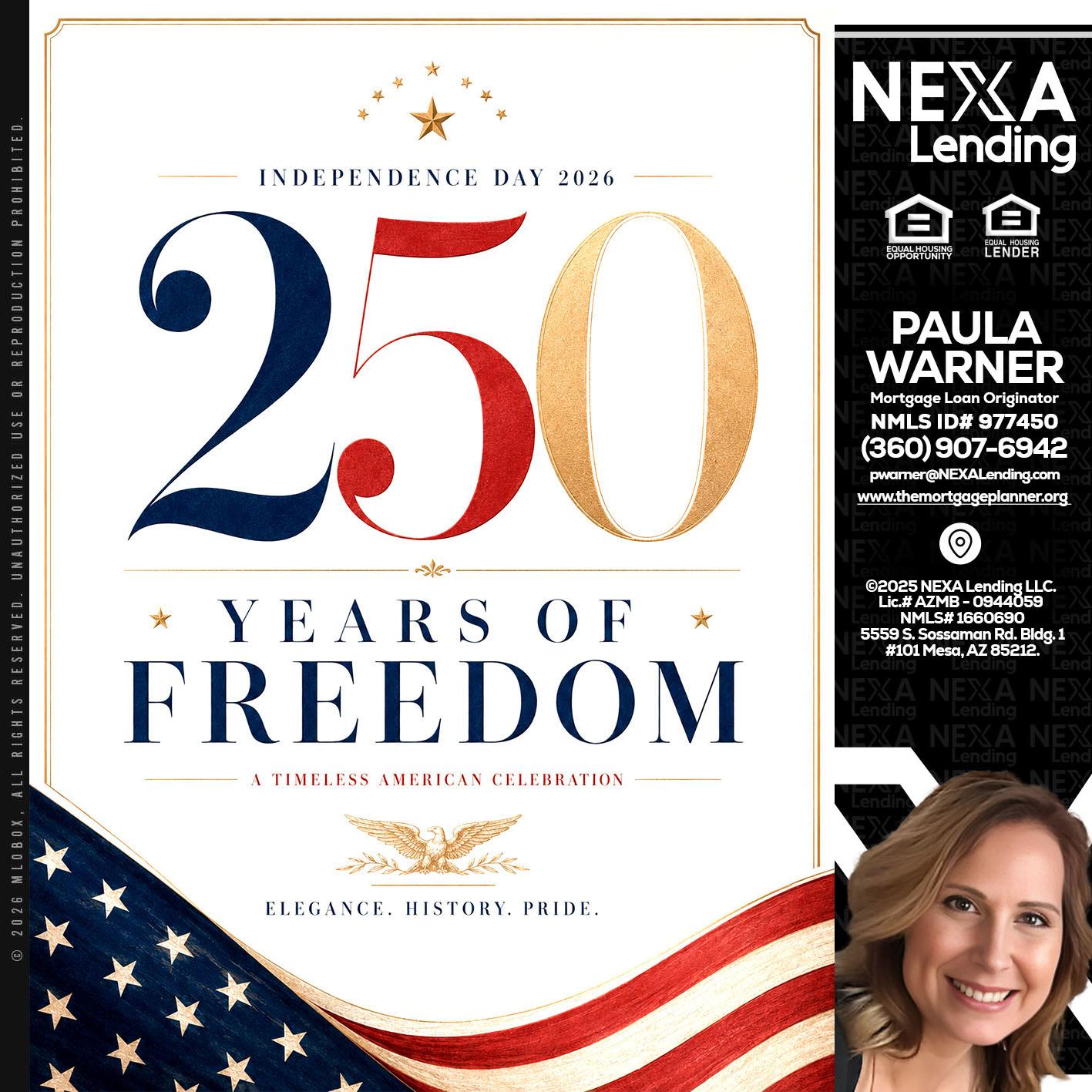 250 YEARS - Paula Warner -Mortgage Loan Originator