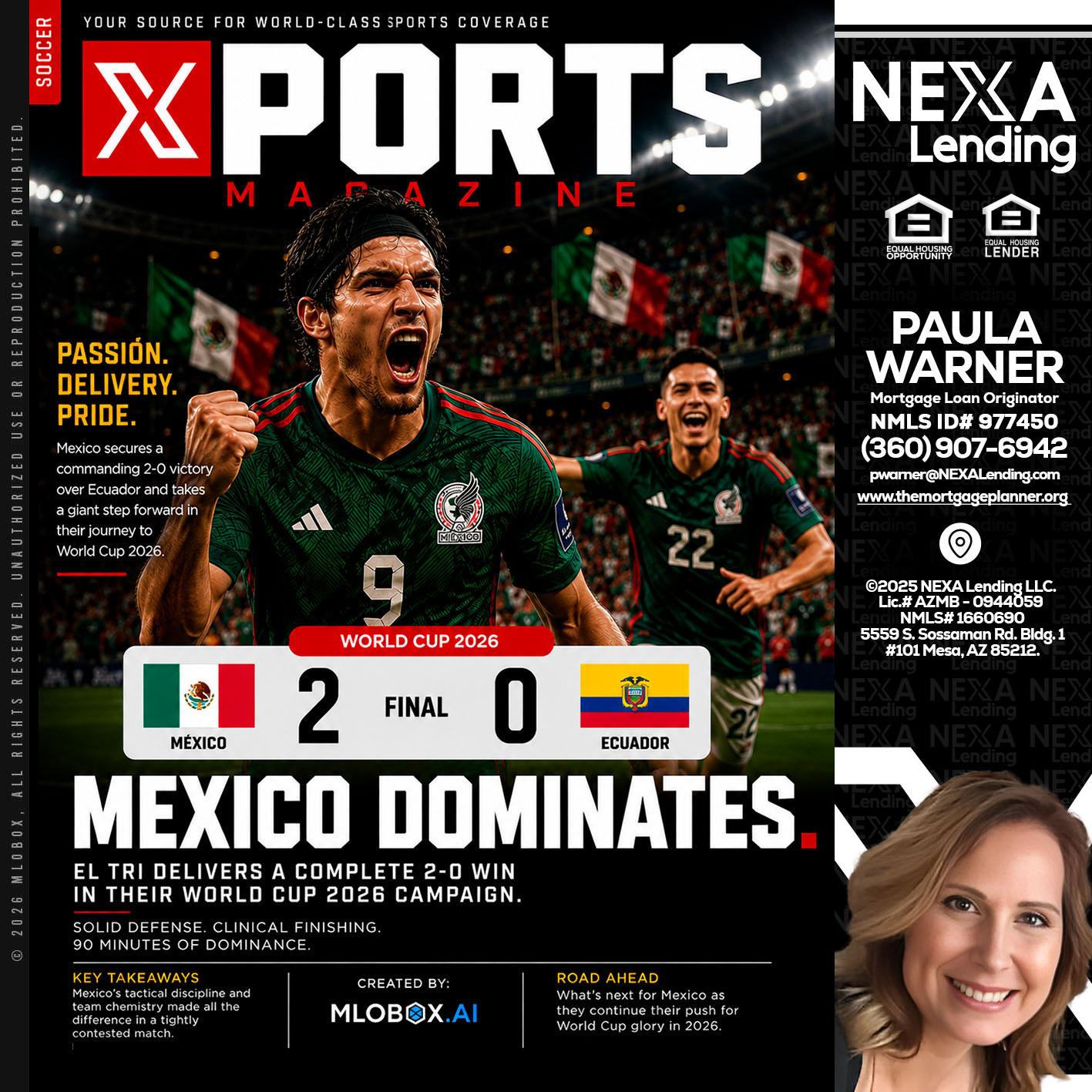 XPORTS MEX 2-0 ECUADOR - Paula Warner -Mortgage Loan Originator