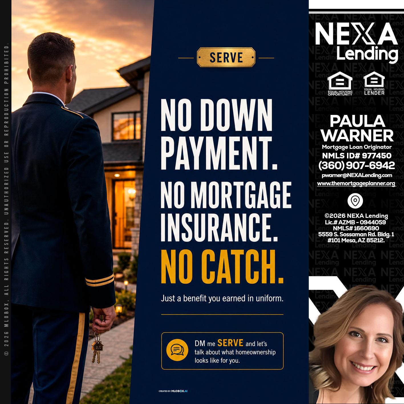 NO DOWN PAYMENT - Paula Warner -Mortgage Loan Originator