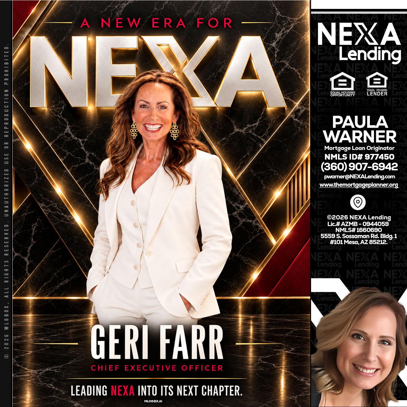 GERI FARR - Paula Warner -Mortgage Loan Originator
