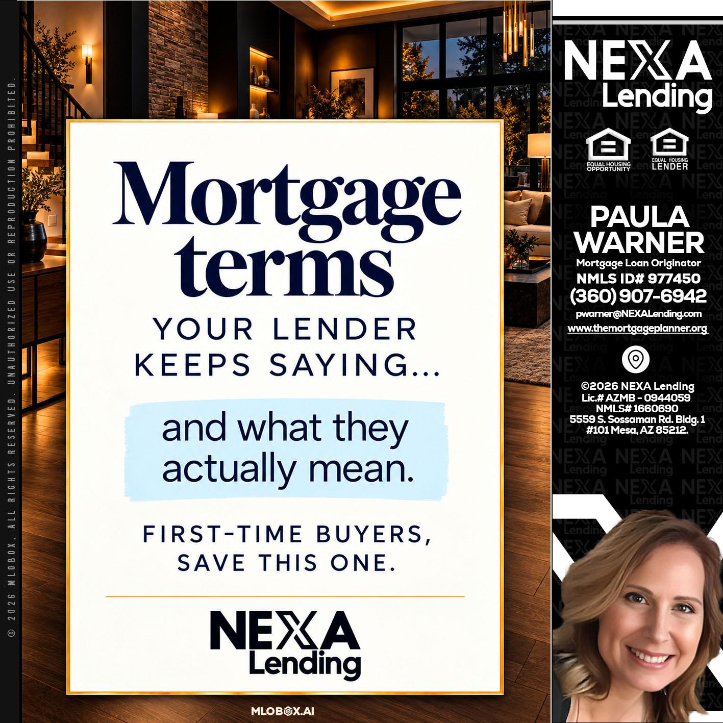 mortgage terms - Paula Warner -Mortgage Loan Originator