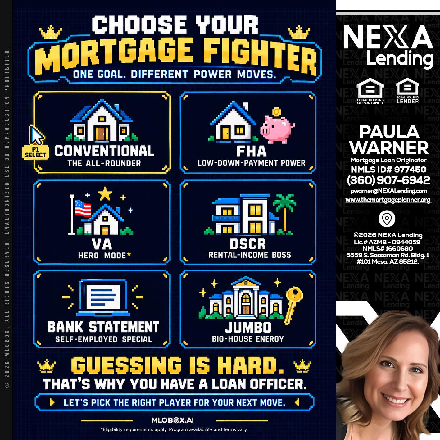 CHOOSE YOUR MORTGAGE - Paula Warner -Mortgage Loan Originator